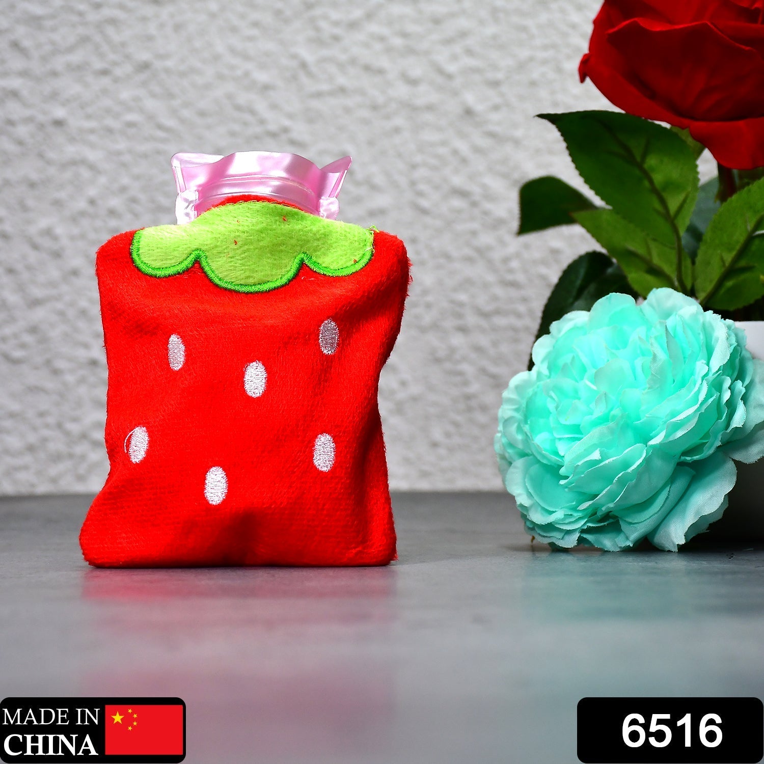 6516 Strawberry small Hot Water Bag with Cover for Pain Relief, Neck, Shoulder Pain and Hand, Feet Warmer, Menstrual Cramps. 6516 Strawberry small Hot Water Bag with Cover for Pain Relief, Neck, Shoulder Pain and Hand, Feet Warmer, Menstrual Cramps.